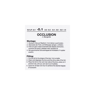 Ryser-occlusievellen, 0 tot 1 occlusie